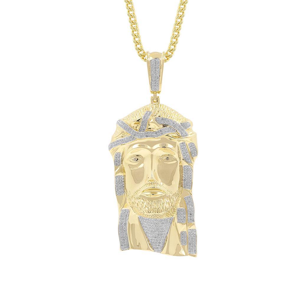 GOLD PLATED JESUS FACE HIP HOP PENDANT WITH VVS MOISSANITE DIAMONDS