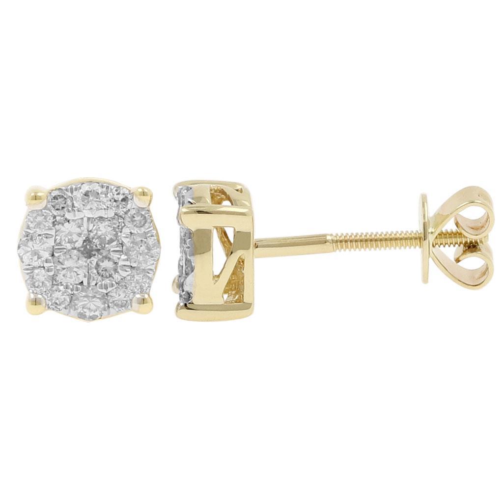 1/2CTW GOLD PLATED WITH REAL MOISSANITE DIAMONDS VVS FLOWER EARRING STUDS