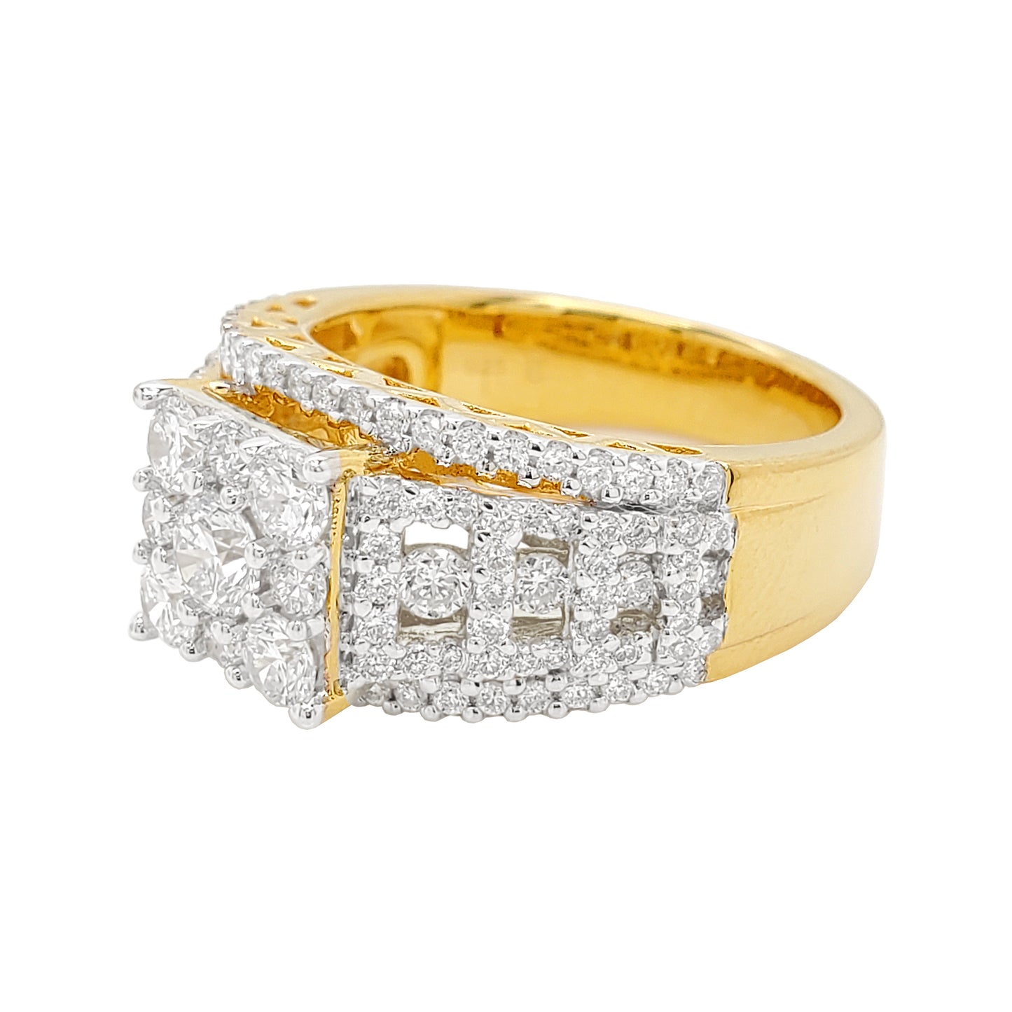 1 4/5CTW Bridal Ring with F/VVS Real Moissanite Cluster Ring in 925 Sterling Silver