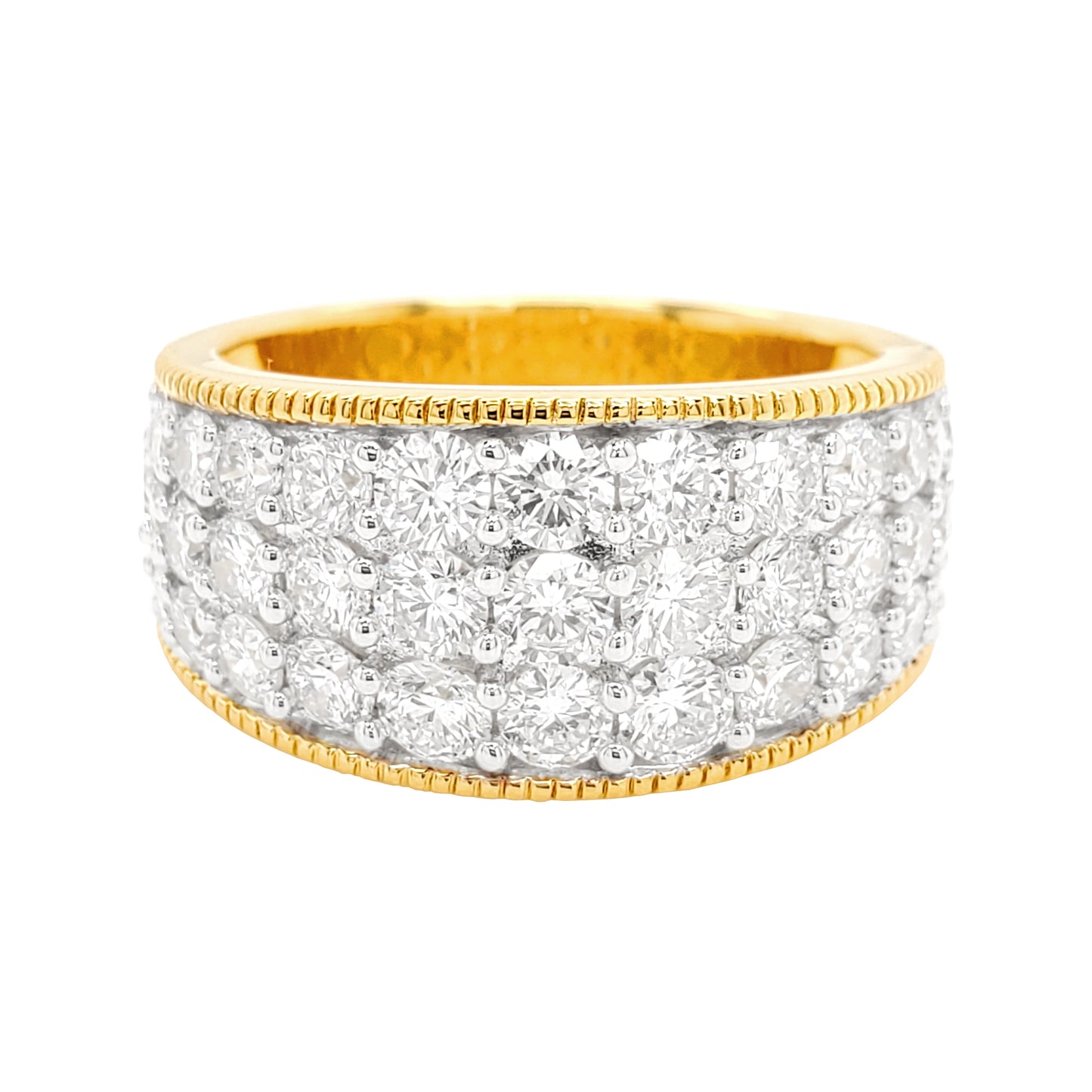 2CTW 3 Row Diamond Wedding Band with F/VVS Moissanite in 925 Silver