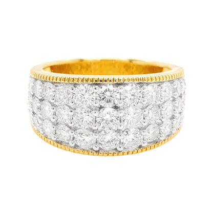 2CTW 3 Row Diamond Wedding Band with F/VVS Moissanite in 925 Silver