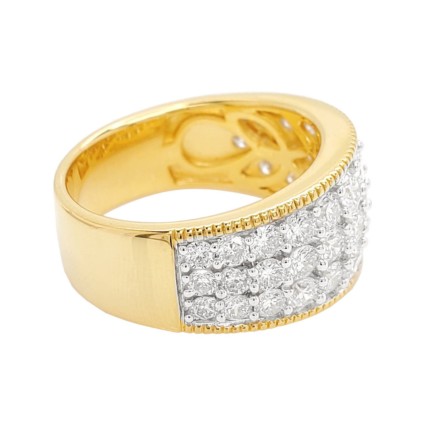 2CTW 3 Row Diamond Wedding Band with F/VVS Moissanite in 925 Silver