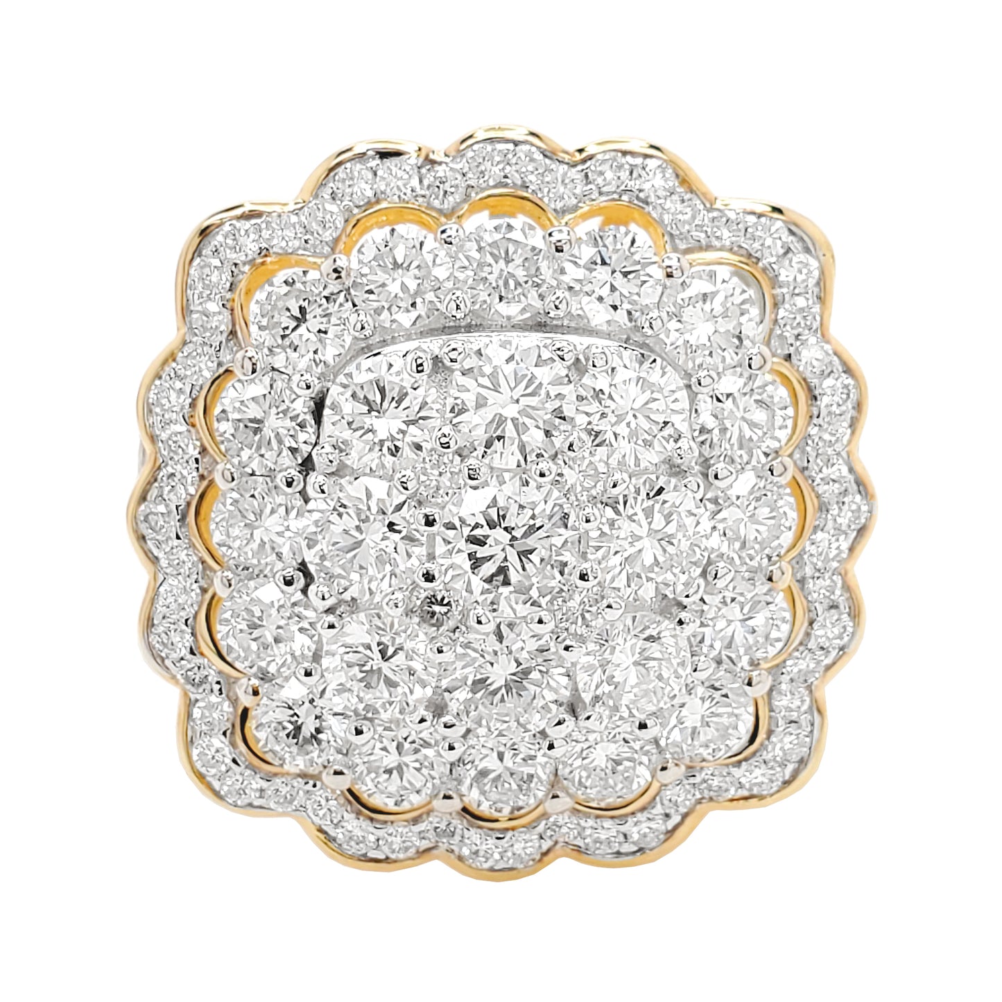 3CTW Iced Out Bridal Ring with F/VVS Real Moissanite Cluster Ring in 925 Sterling Silver