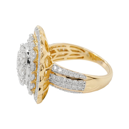 3CTW Iced Out Bridal Ring with F/VVS Real Moissanite Cluster Ring in 925 Sterling Silver