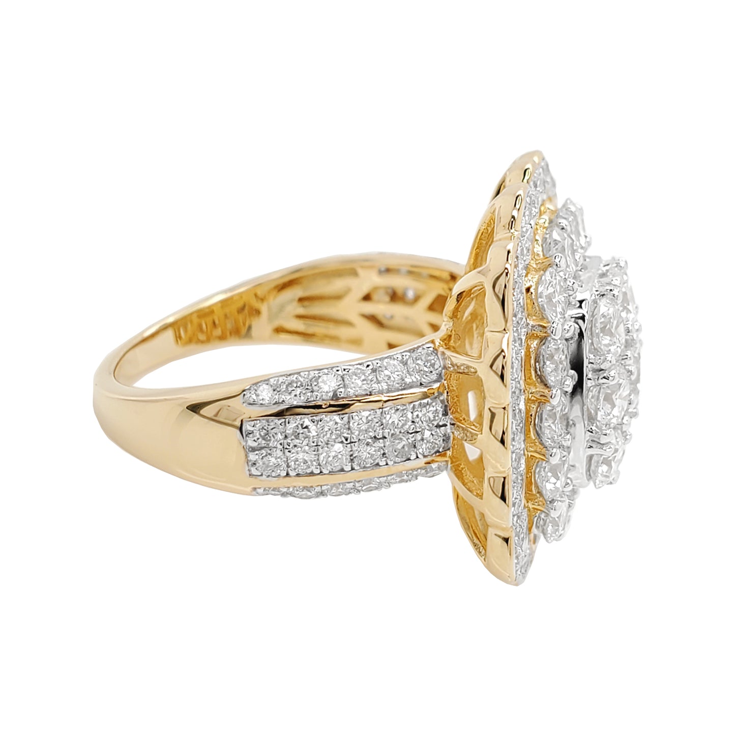 3CTW Iced Out Bridal Ring with F/VVS Real Moissanite Cluster Ring in 925 Sterling Silver