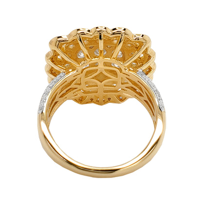 3CTW Iced Out Bridal Ring with F/VVS Real Moissanite Cluster Ring in 925 Sterling Silver