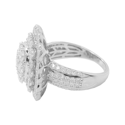 3CTW Iced Out Bridal Ring with F/VVS Real Moissanite Cluster Ring in 925 Sterling Silver