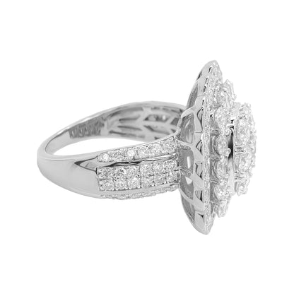 3CTW Iced Out Bridal Ring with F/VVS Real Moissanite Cluster Ring in 925 Sterling Silver