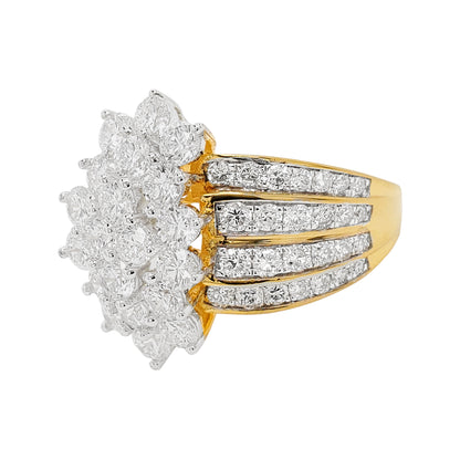 3.0 CTW Iced Out Bridal Ring with F/VVS Real Moissanite Cluster Ring in 925 Sterling Silver
