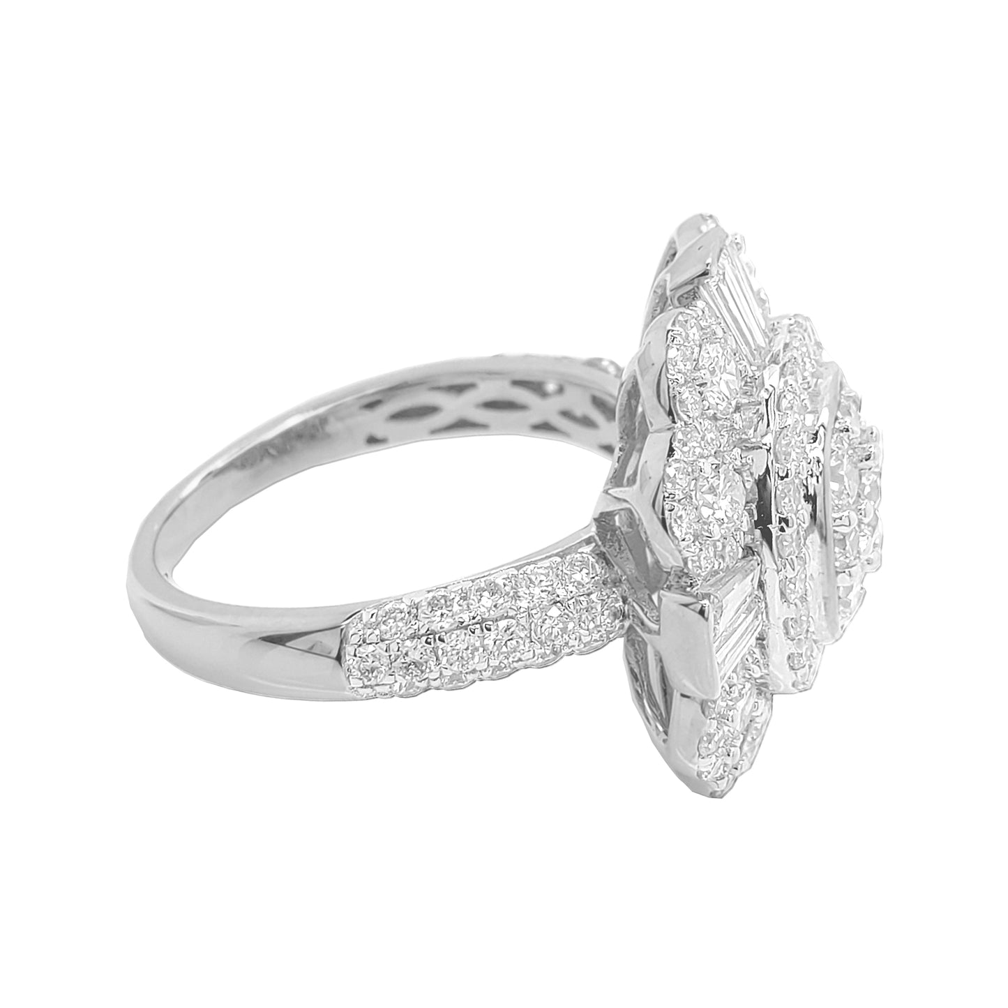 3CTW Cushion Cluster Iced Out Ring with F/VVS Moissanite in 925 Silver