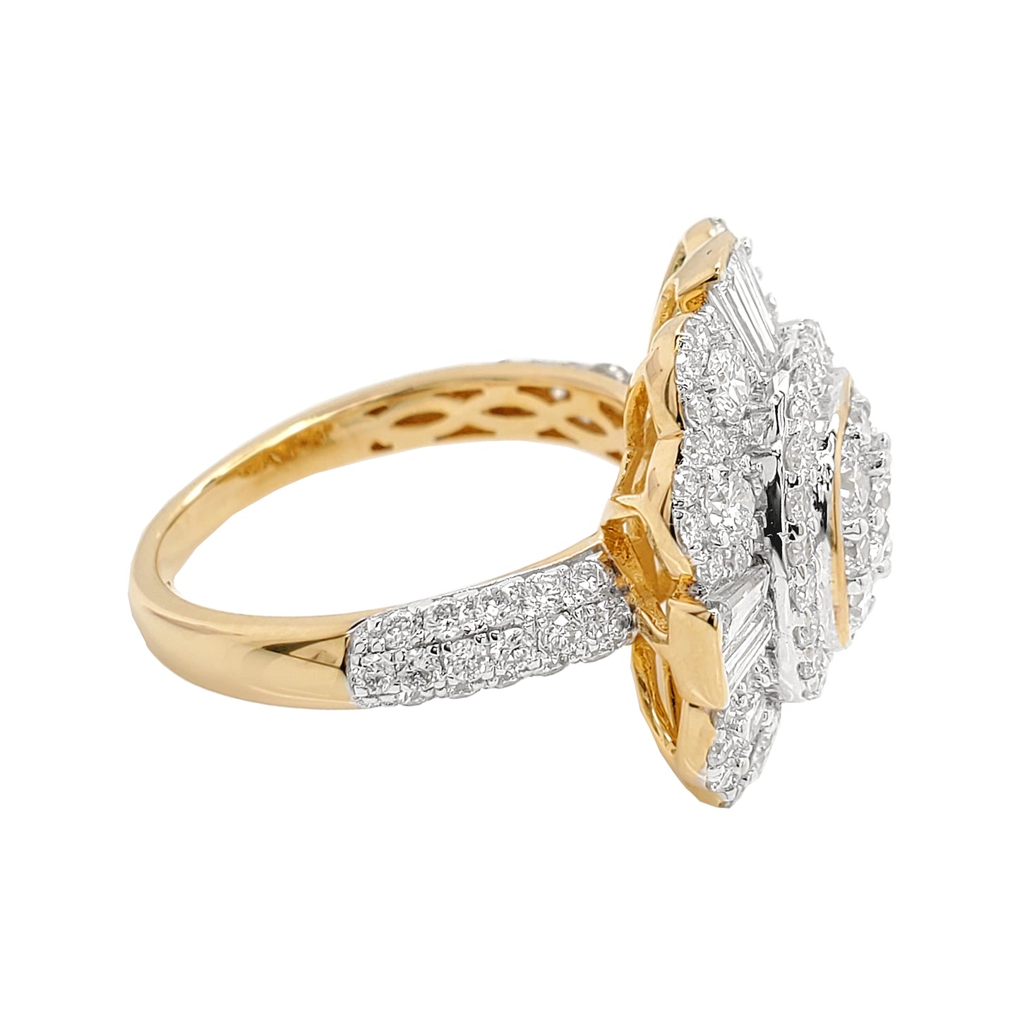 3CTW Cushion Cluster Iced Out Ring with F/VVS Moissanite in 925 Silver