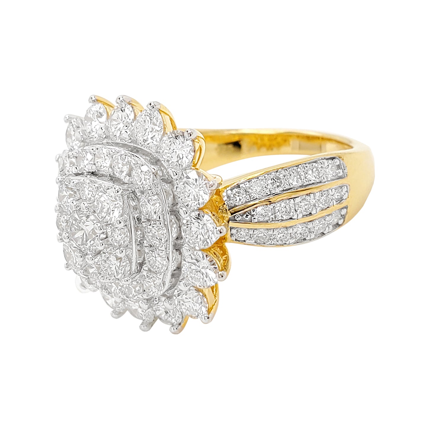 2 1/2CTW Iced Out Bridal Ring with F/VVS Real Moissanite Cluster Ring in 925 Sterling Silver