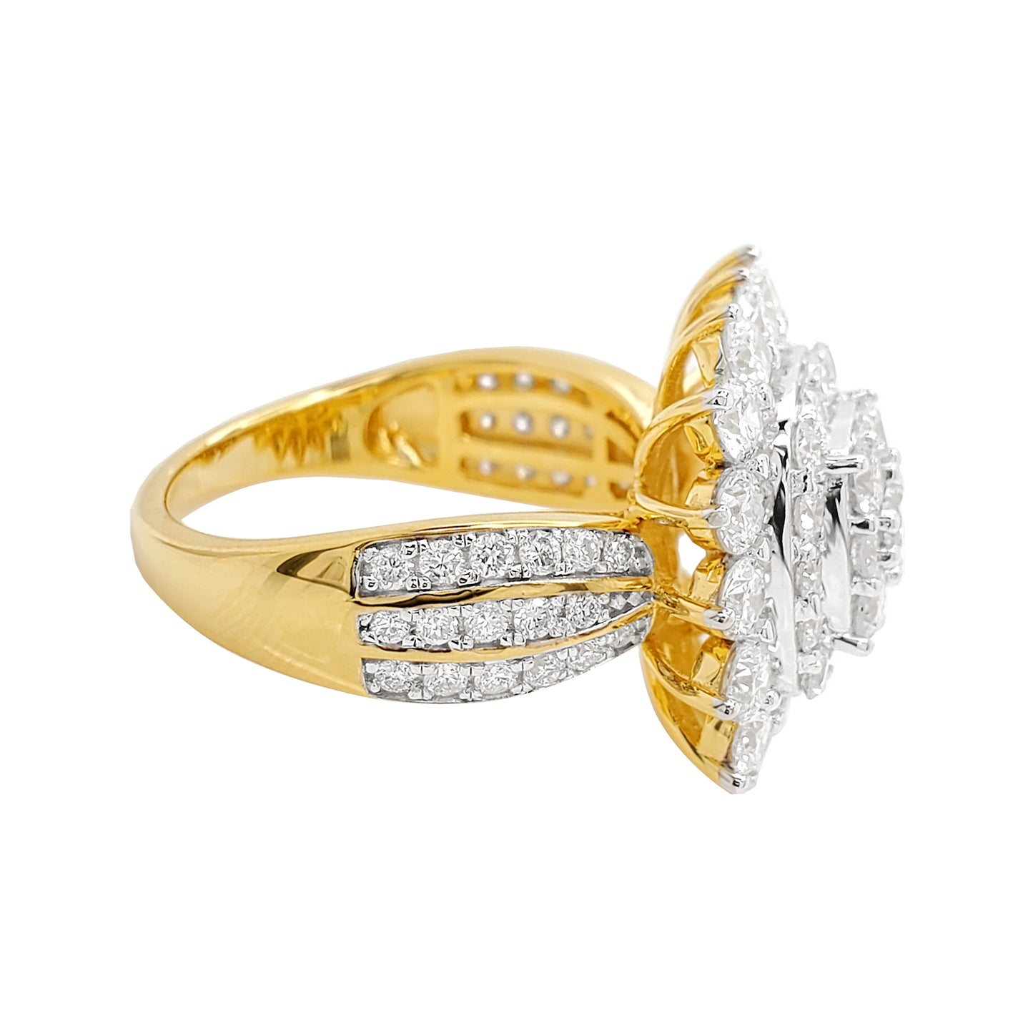 2 1/2CTW Iced Out Bridal Ring with F/VVS Real Moissanite Cluster Ring in 925 Sterling Silver