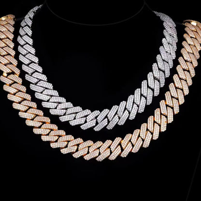 35CTW Real Moissanite Brilliant Cut Iced Out 15MM 16" Cuban Link Chain Necklace Passes Diamond TESTER!!